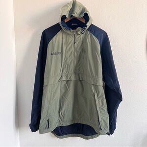 Columbia Hooded 3/4 Pullover Fully Lined Rain Jacket in Navy & Grey